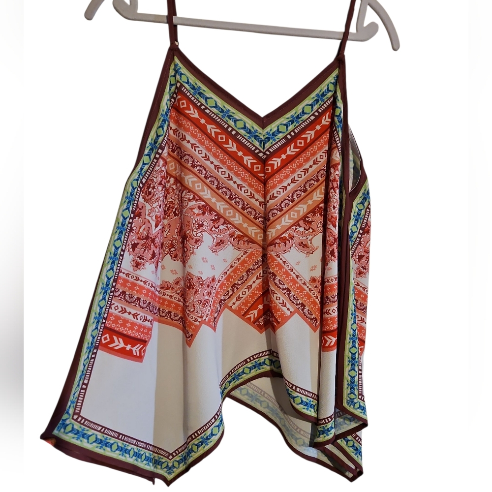 Jealous Tomato Multicolor Patterned Hankerchief Tank Top Sz Medium